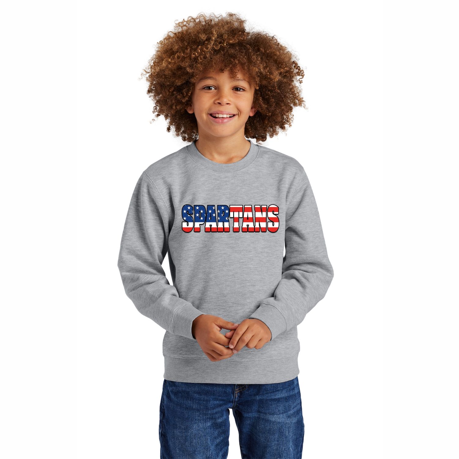 SPARTANS Patriotic YOUTH Crewneck Sweatshirt