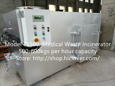 Model: TS500, Medical Waste Incinerator 500-600kgs per hour capacity