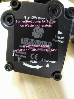 Burner fuel oil pump for waste incinerators