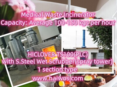 Model TS100(PLC) Waste Incinerator with S.Steel Wet scrubber(spray tower)
