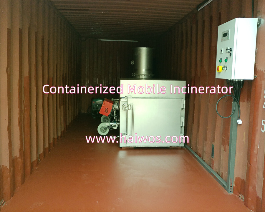 Containerized Mobile Incinerator 50-100kgs per hour Model TS50