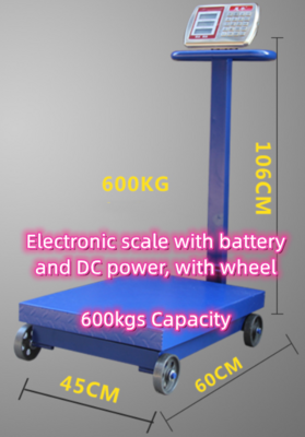 Electronic scale with battery and DC power, with wheel 600kgs capacity