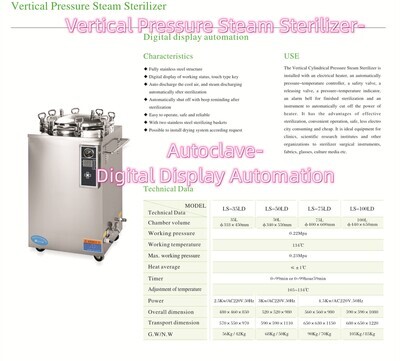 150Liters-Vertical Pressure Steam Sterilizer-Autoclave-Digital Display Automation
