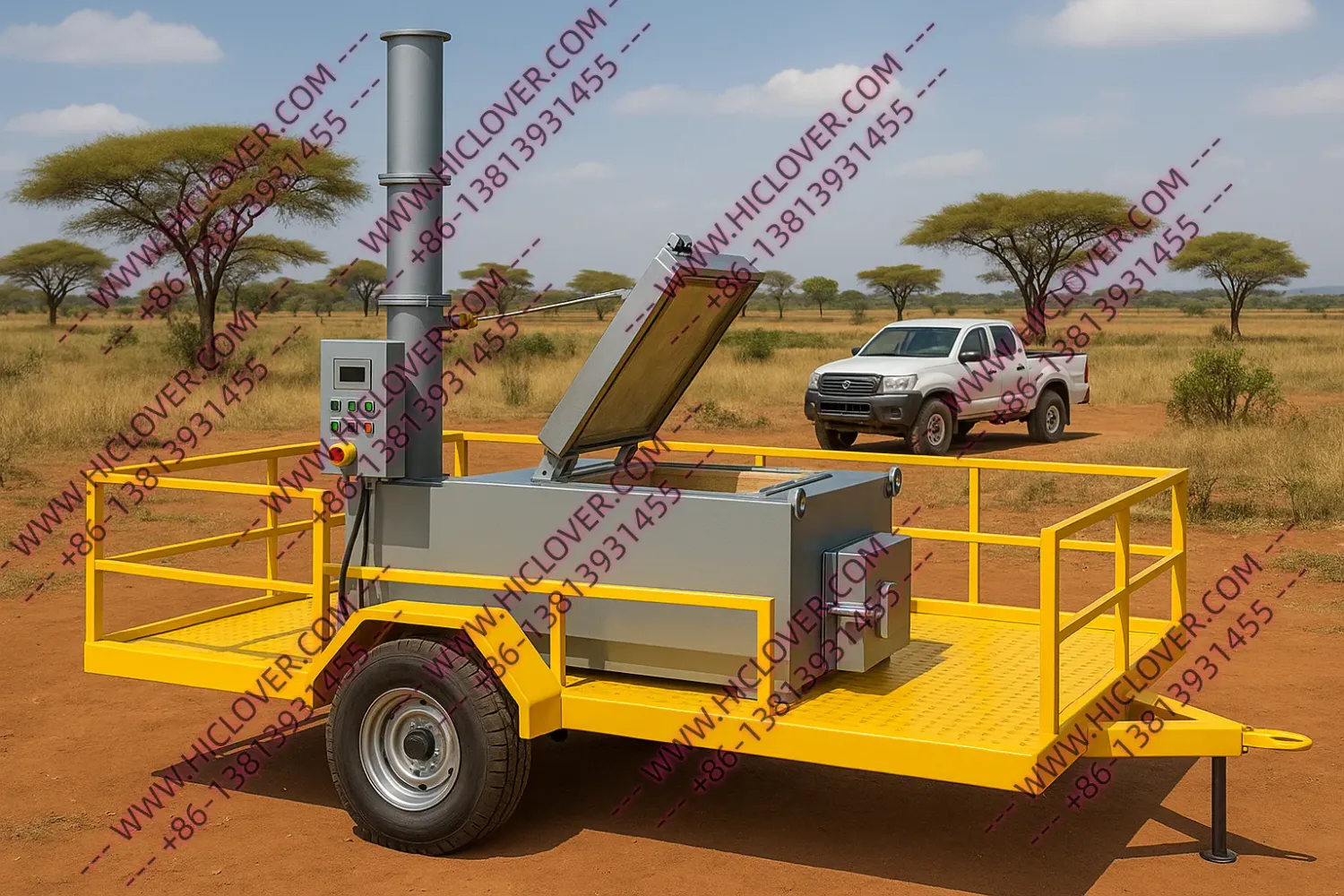 HICLOVER Mobile Mini Incinerator – Pickup-Tow Rapid-Deployment Waste Disposal Unit (10–20 kg/hour)