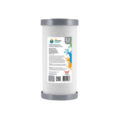 0.5 Micron Silver Impregnated (Bacteriostatic) 100% Coconut Carbon Block Water Filter | 10" x 4.5"