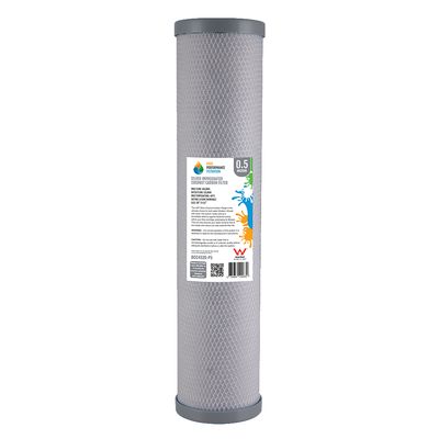 0.5 Micron Silver Impregnated (Bacteriostatic) 100% Coconut Carbon Block Water Filter | 20" x 4.5"