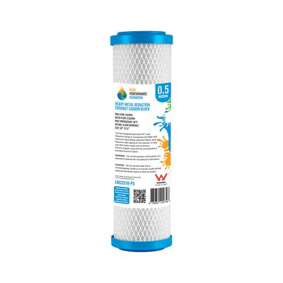 0.5 Micron Activated Carbon Lead Reduction Block Filter Cartridge 10" x 2.5"