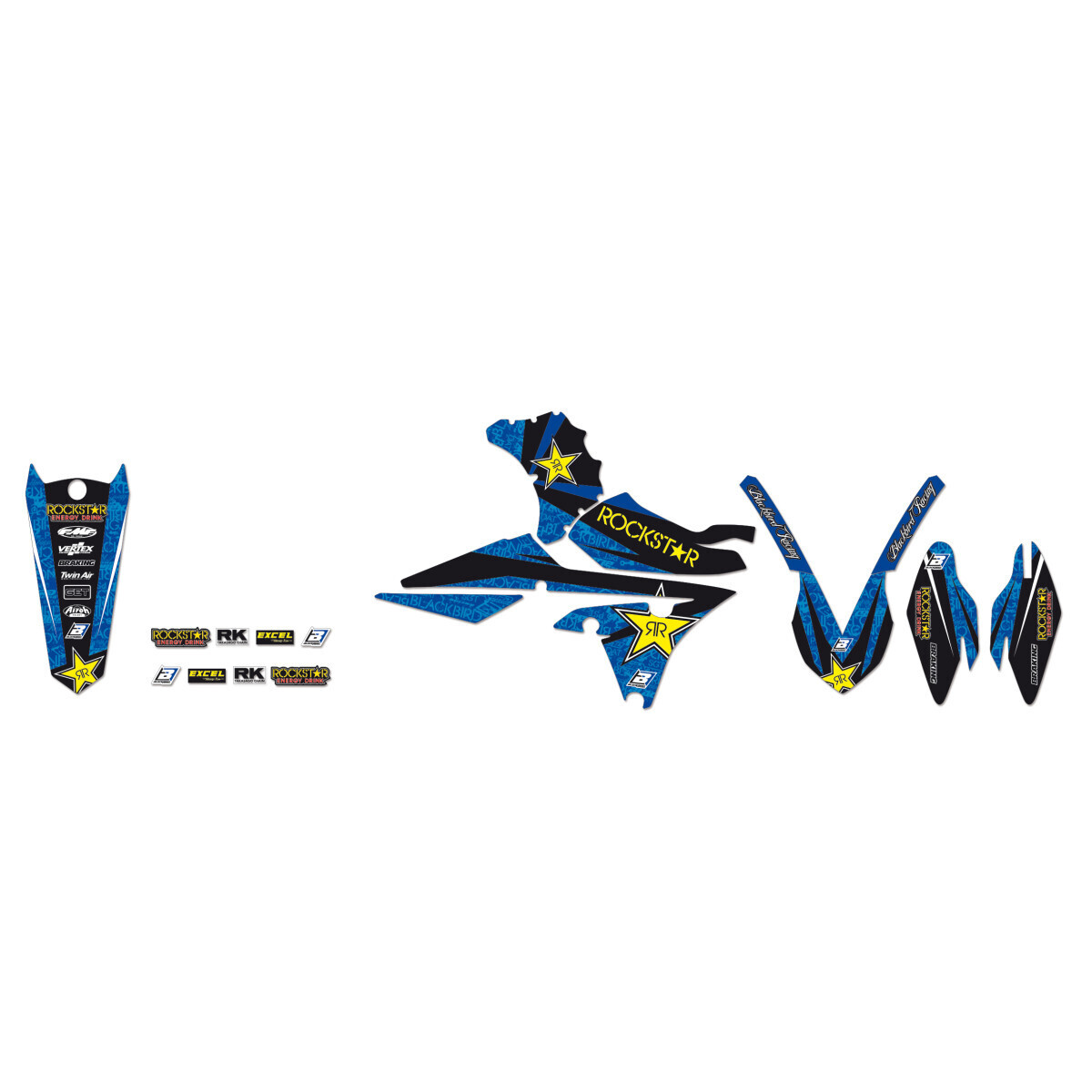 BLACKBIRD RACING
ROCKSTAR ENERGY GRAPHIC KIT BLUE/BLACK/YELLOW YAMAHA YZ