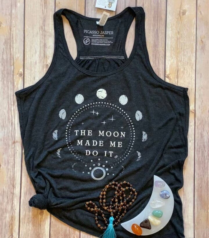 The Moon Made Me Do It, Vintage Gray, Flowy Tank