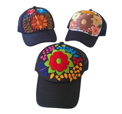 Tulum Hand Embroidered Trucker Flower Hat