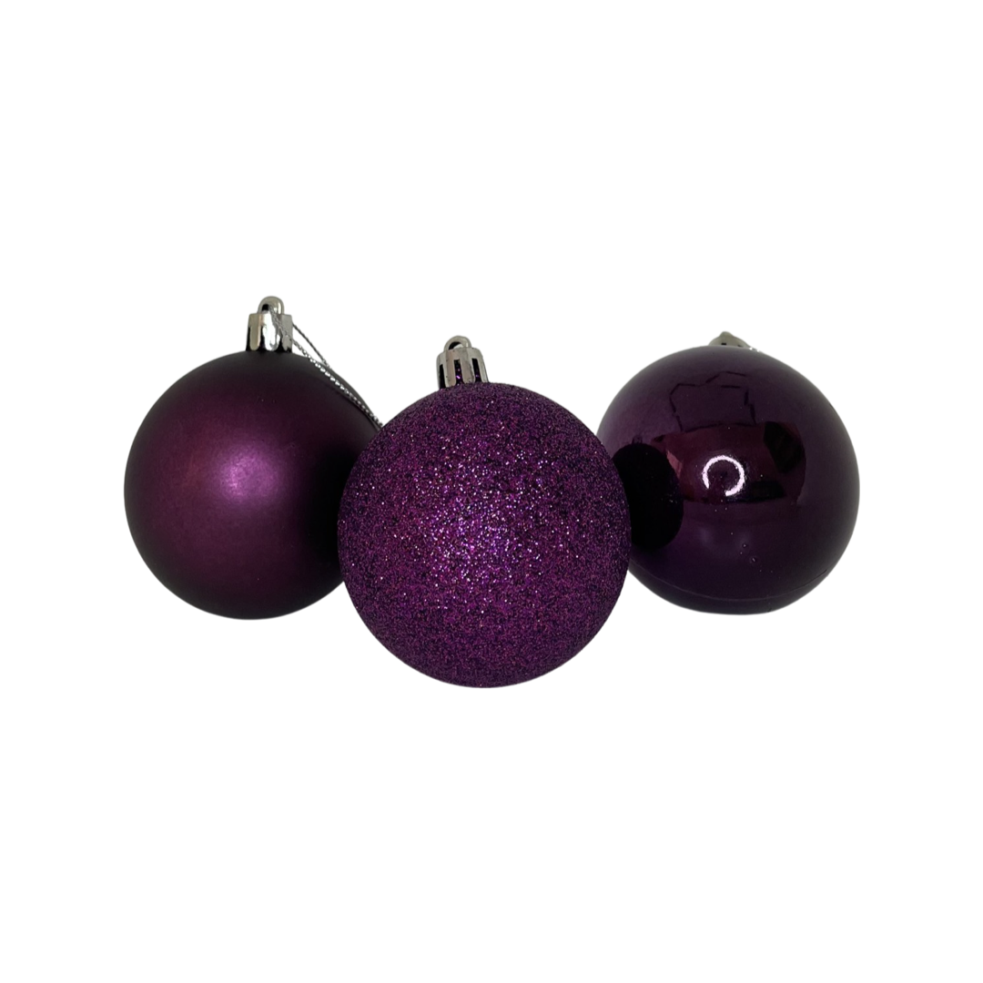 Bauble Set of 3 - Various Colours, Colour: Purple