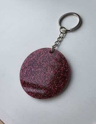 Maroon Glitter Acrylic Disc &amp; Keychain