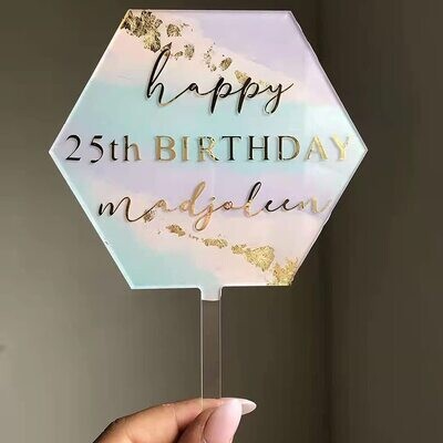 Clear Acrylic Hexagon Cake Topper