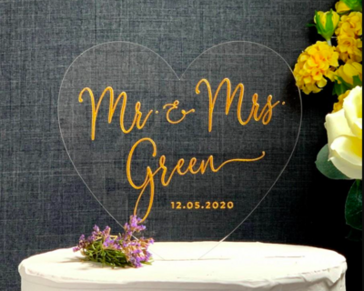 Clear Acrylic Heart Cake Topper