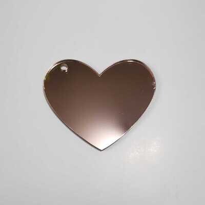 Rose Gold Mirror Heart-Shaped Acrylic Disc - 60mm x 3mm