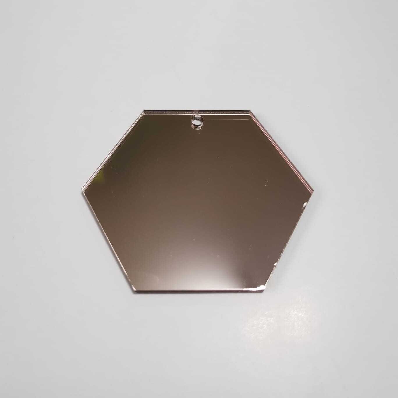 Rose Gold Mirror Hexagon Acrylic Disc - 60mm x 3mm