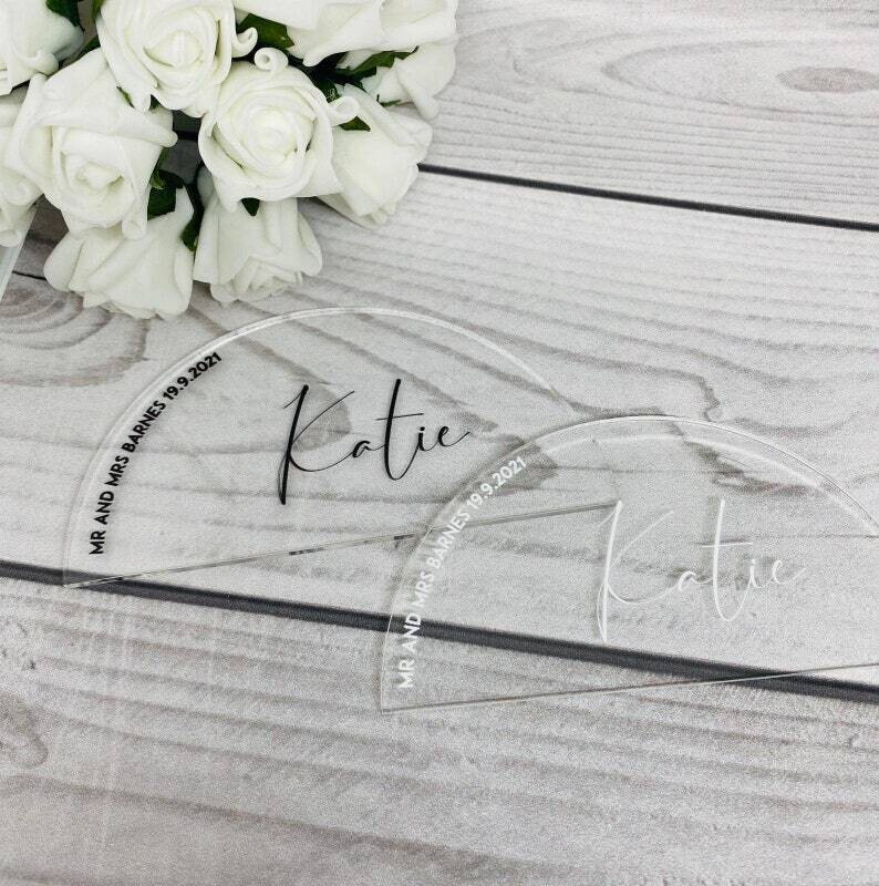 Acrylic Place Cards - Half Arch 3mm