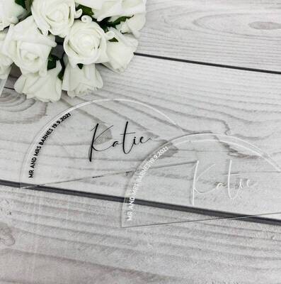 Acrylic Place Cards - Half Arch 3mm
