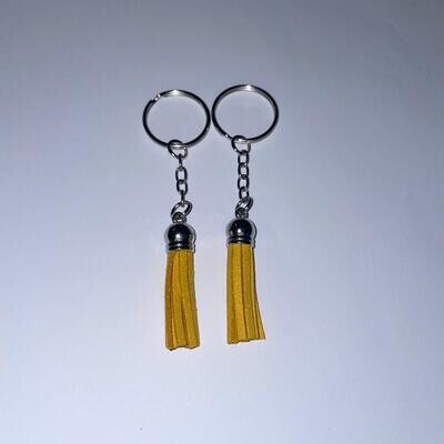 Silver Key Chain &amp; Tassel - Dark Yellow (Short Tassel)
