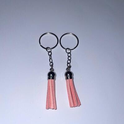 Silver Key Chain &amp; Tassel - Light Pink (Short Tassel)