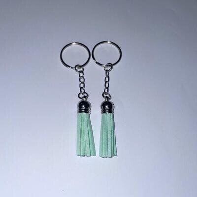 Silver Key Chain &amp; Tassel - Light Green (Short Tassel)