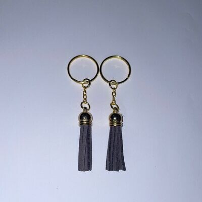 Gold Key Chain &amp; Tassel - Dark Grey (Short Tassel)
