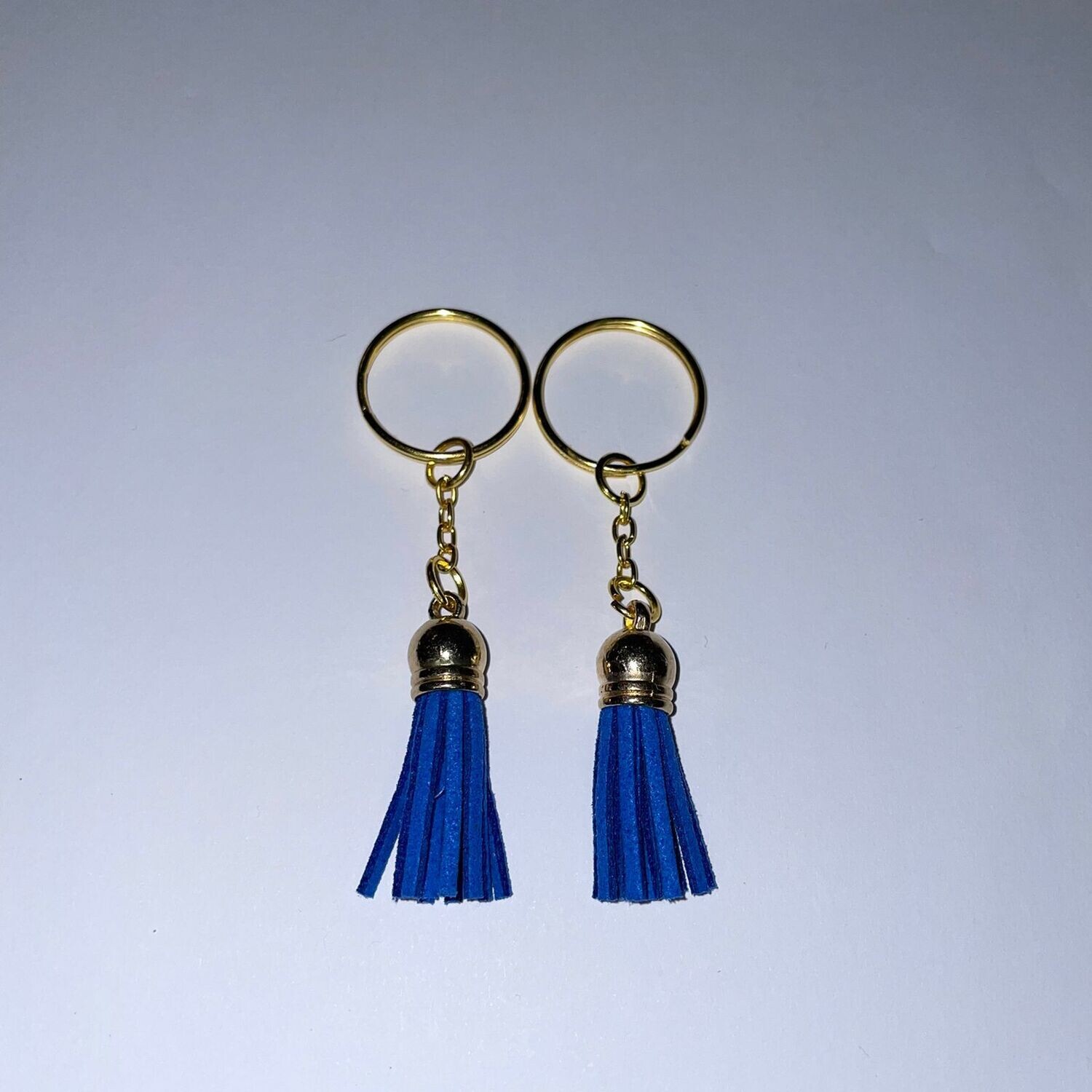 Gold Key Chain &amp; Tassel - Bright Dark Blue (Short Tassel)