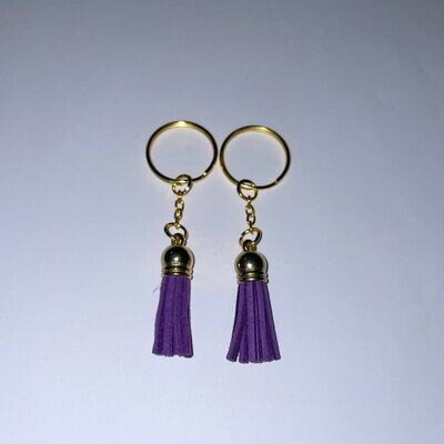 Gold Key Chain &amp; Tassel - Purple (Short Tassel)
