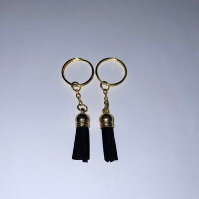 Gold Key Chain &amp; Tassel - Black (Short Tassel)