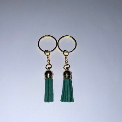 Gold Key Chain &amp; Tassel - Dark Green (Short Tassel)