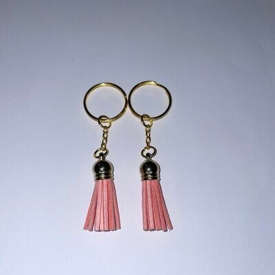 Gold Key Chain &amp; Tassel - Light Pink (Short Tassel)