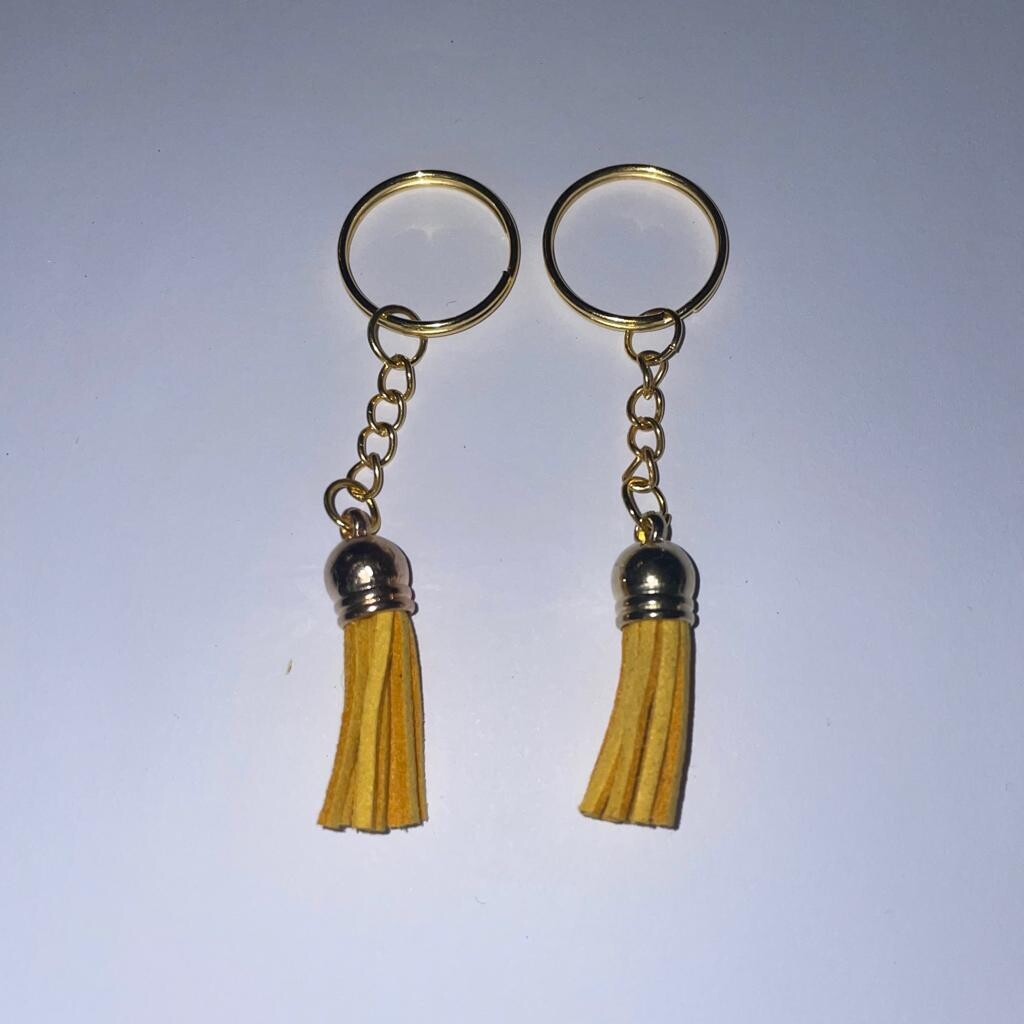 Gold Key Chain &amp; Tassel - Mustard (Short Tassel)