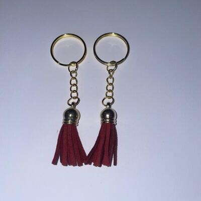 Gold Key Chain &amp; Tassel - Burgundy (Short Tassel)