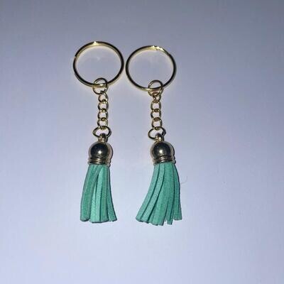 Gold Key Chain &amp; Tassel - Retro Green (Short Tassel)