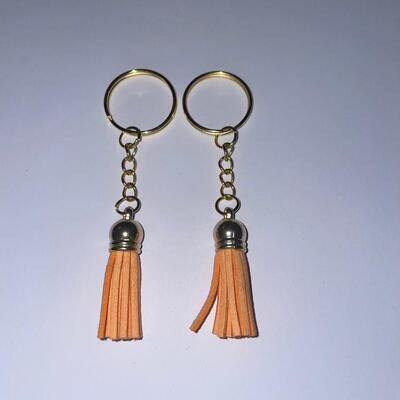 Gold Key Chain &amp; Tassel - Peach (Short Tassel)
