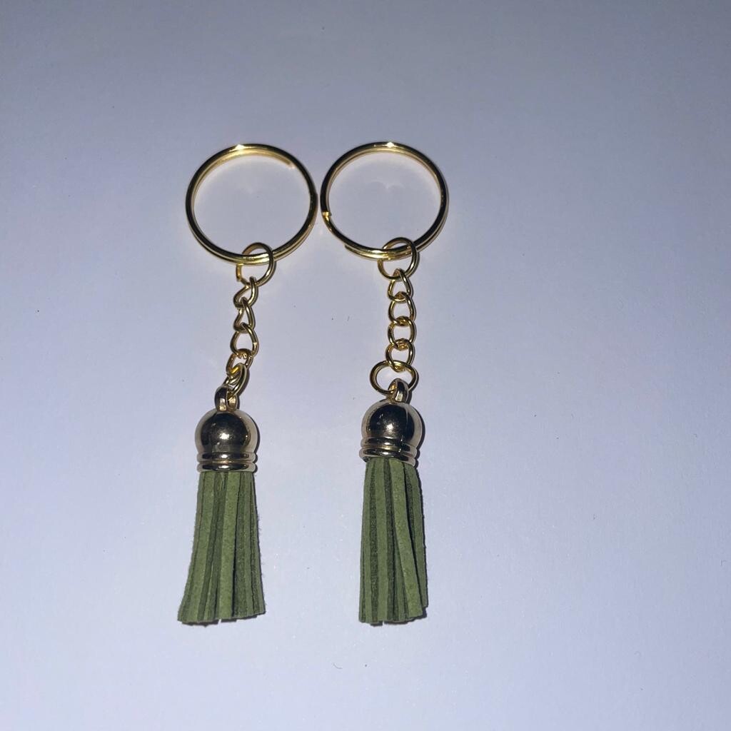 Gold Key Chain &amp; Tassel - Sage (Short Tassel)