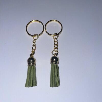 Gold Key Chain &amp; Tassel - Sage (Short Tassel)