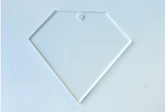 Clear Diamond-Shaped Acrylic - 65mm x 58mm