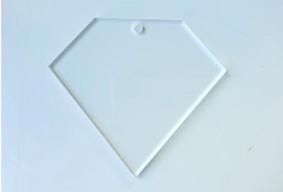 Clear Diamond-Shaped Acrylic - 65mm x 58mm