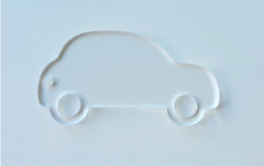 Clear Car-Shaped Acrylic - 64mm x 49mm