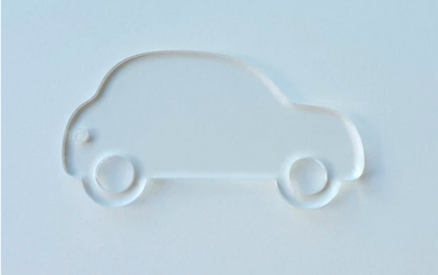 Clear Car-Shaped Acrylic - 64mm x 49mm