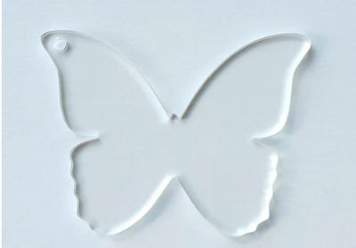 Clear Detailed Butterfly-Shaped Acrylic - 64mm x 49mm