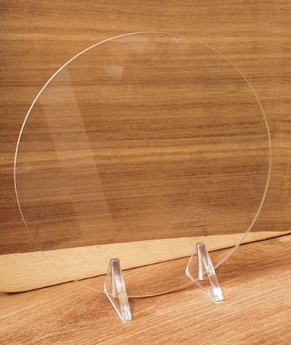 Round Table Signage Clear Acrylic Round Table Sign with Stand - 125mm