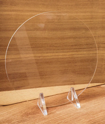 Clear Acrylic Round Table Sign with Stand - 150mm