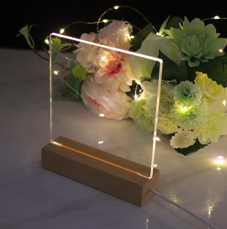 Wooden Rectangle Led Lights Display Base 24cmx4,5cmx3cm
