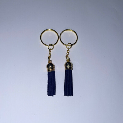 Gold Key Chain &amp; Tassel - Navy (Short Tassel)
