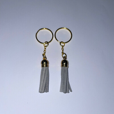 Gold Key Chain &amp; Tassel - Light Grey (Short Tassel)