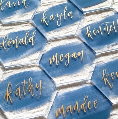 Hexagon Place-Card - Clear 60mm