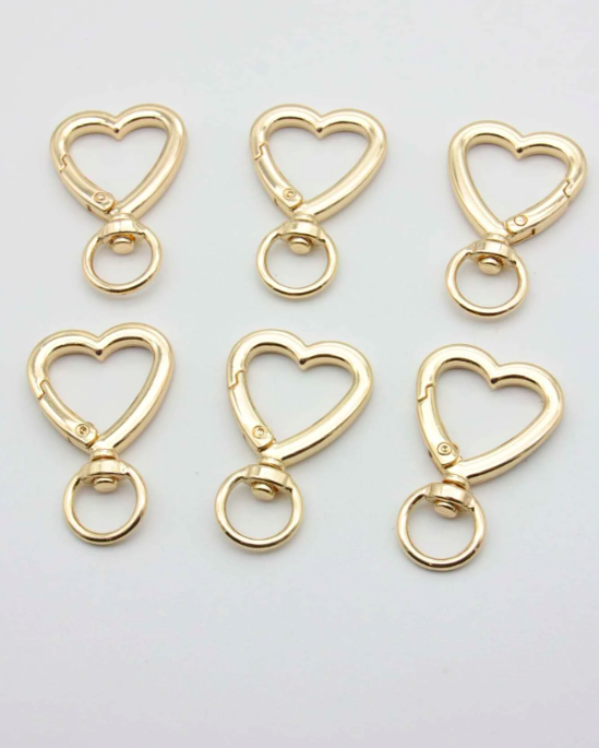 Gold Heart Clasp Keychain - Single Piece