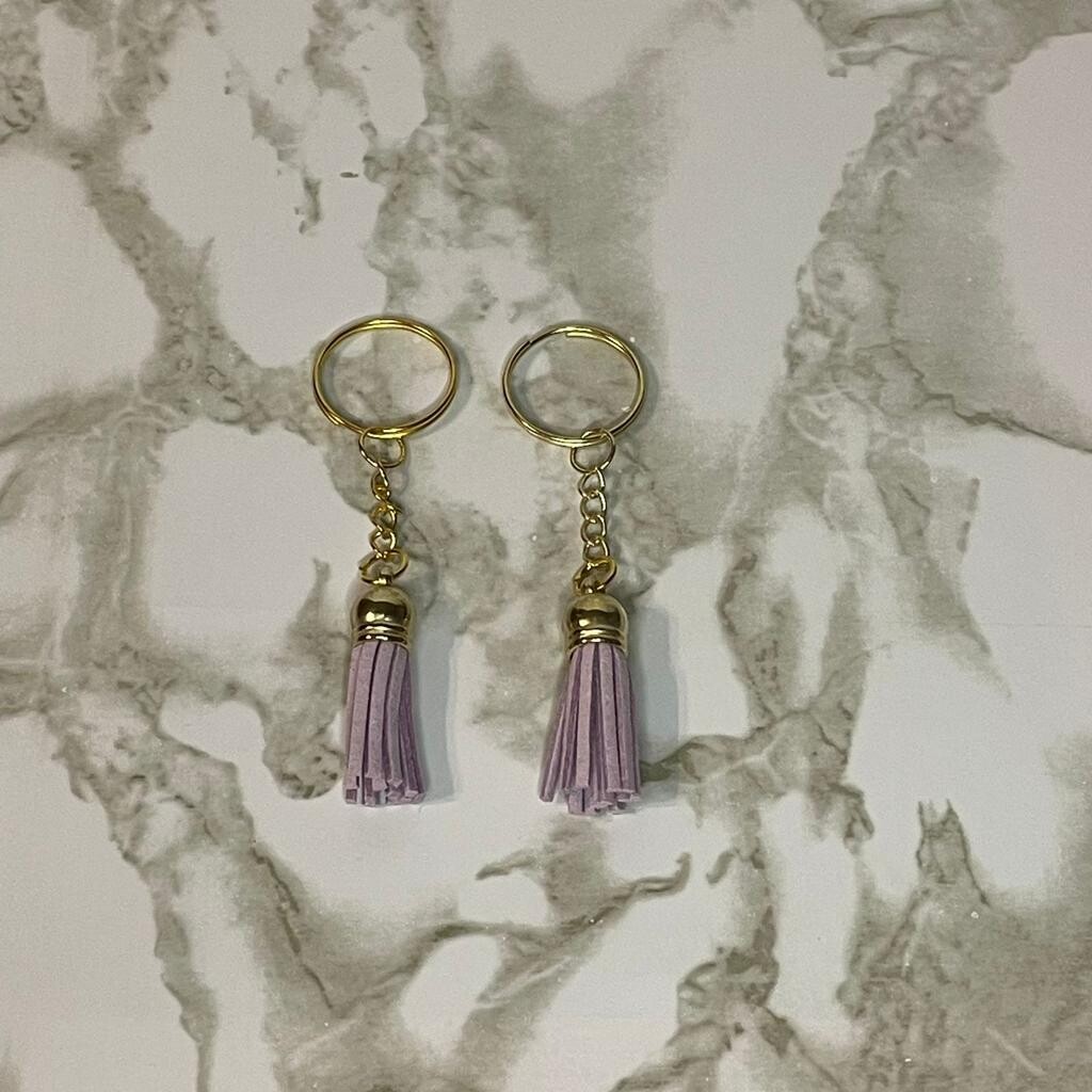 Gold Key Chain &amp; Tassel - Lilac (Short Tassel)